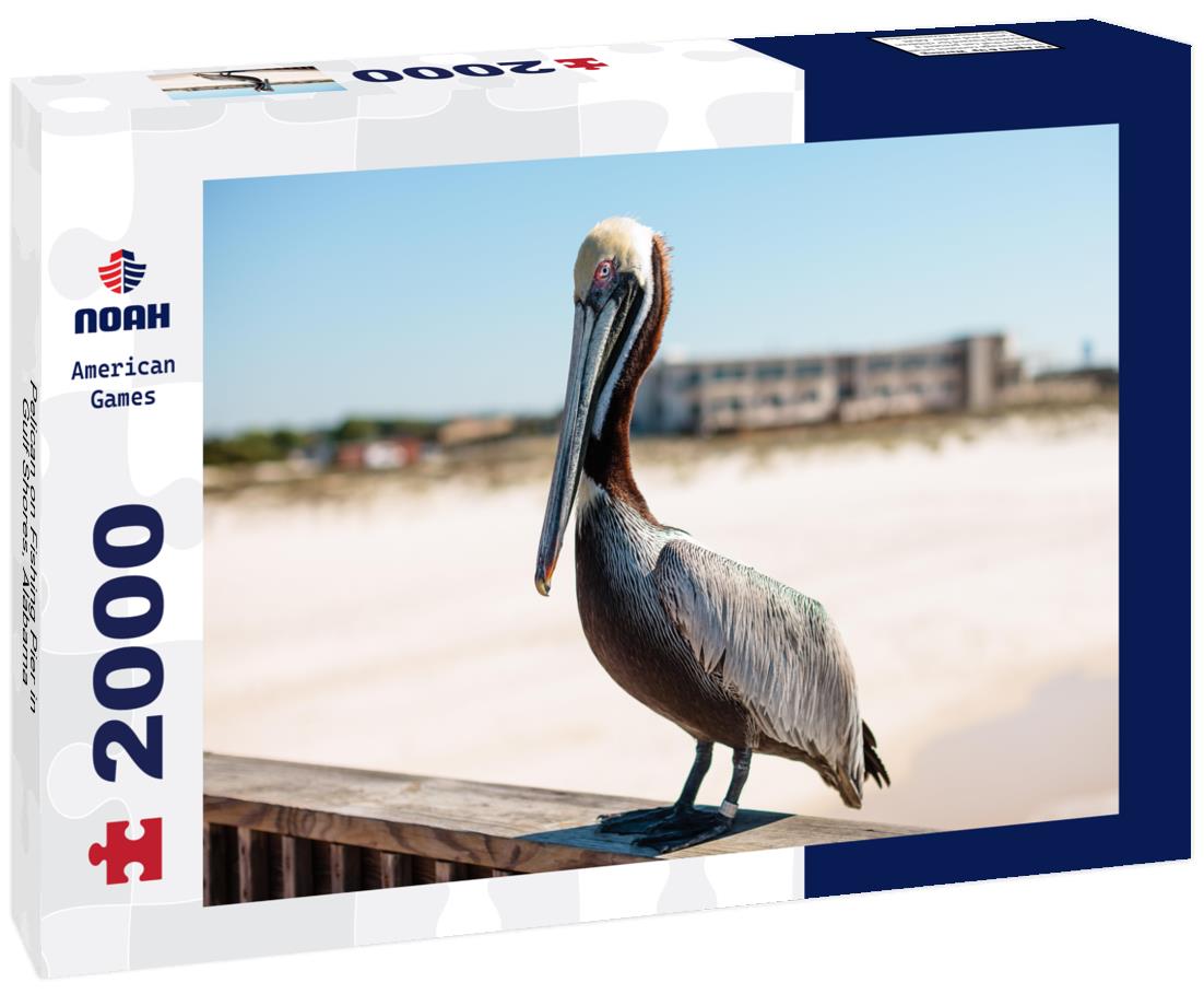 Noah Jigsaw Puzzle Pelican on Fishing Pier in Gulf Shores, Alabama 2000 pieces