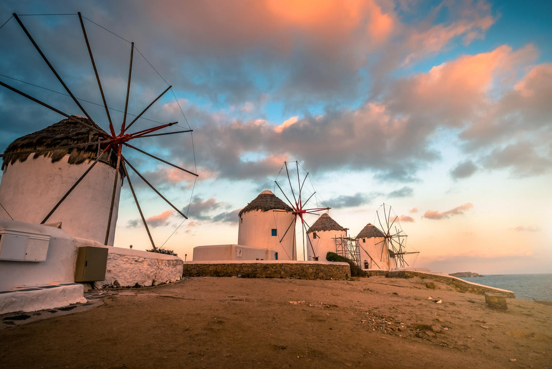 Picturesque view of Mykonos windmills at sunset 2000pc Puzzle