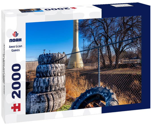 Noah Jigsaw Puzzle Abandon tires and water tower in Meridian Idaho 2000 pieces