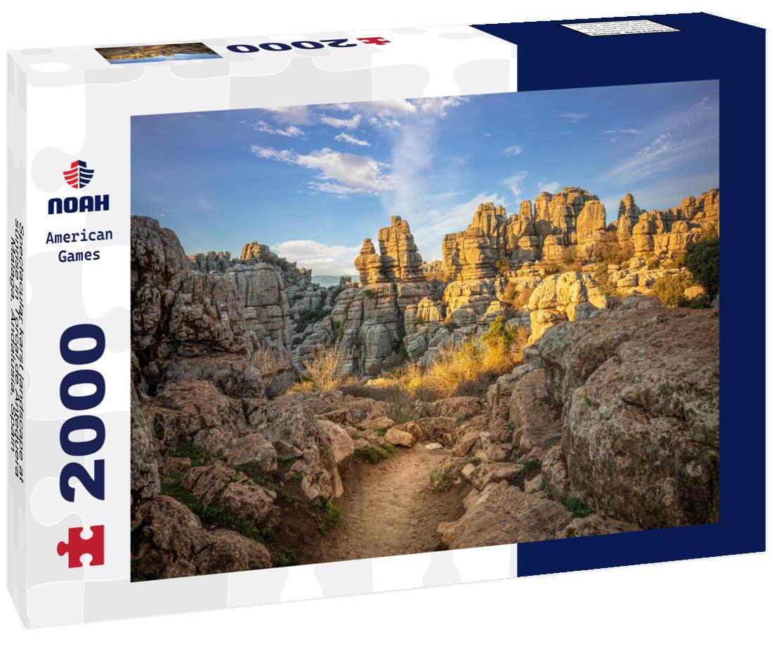 Spectacular karst landscape at sunrise in Torcal de Antequera, Malaga, Andalusia, Spain 2000pc Puzzle