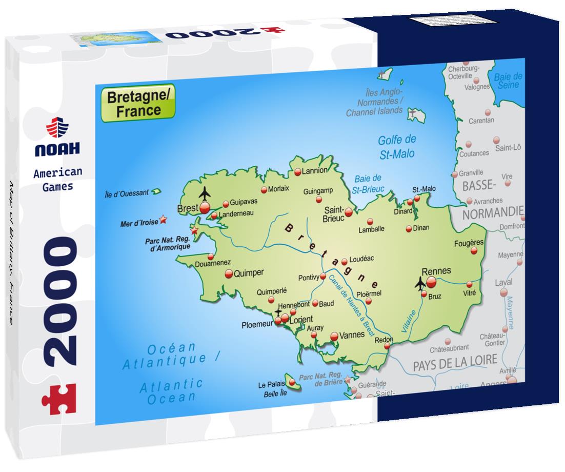 Noah Jigsaw Puzzle Map of Brittany, France 2000 Pieces