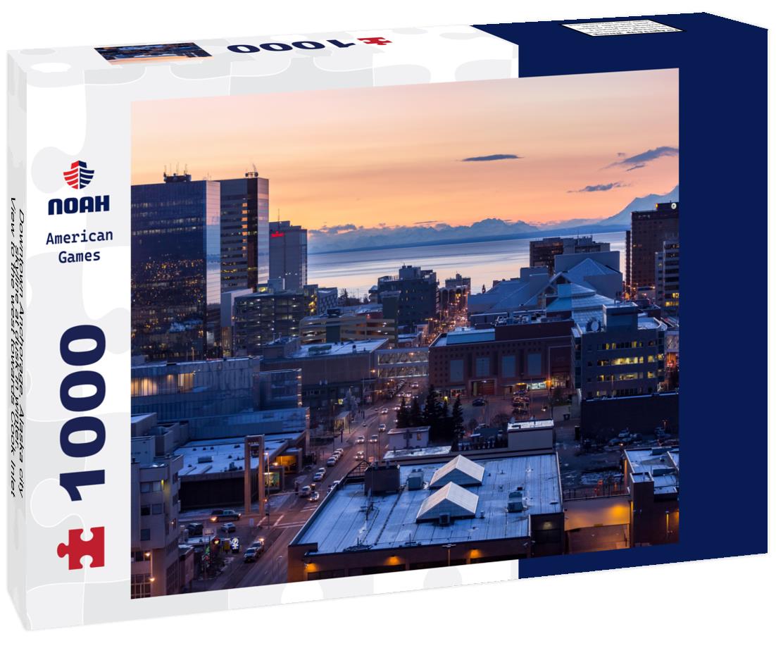 Noah Jigsaw Puzzle Downtown Anchorage, Alaska city skyline at dusk in winter. View to the west towards Cook Inlet 1000 Pieces