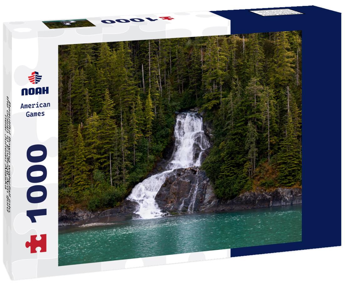 Noah Jigsaw Puzzle Beautiful flowing waterfall into the ocean in Endicott Arm fjord near Juneau Alaska 1000 Pieces