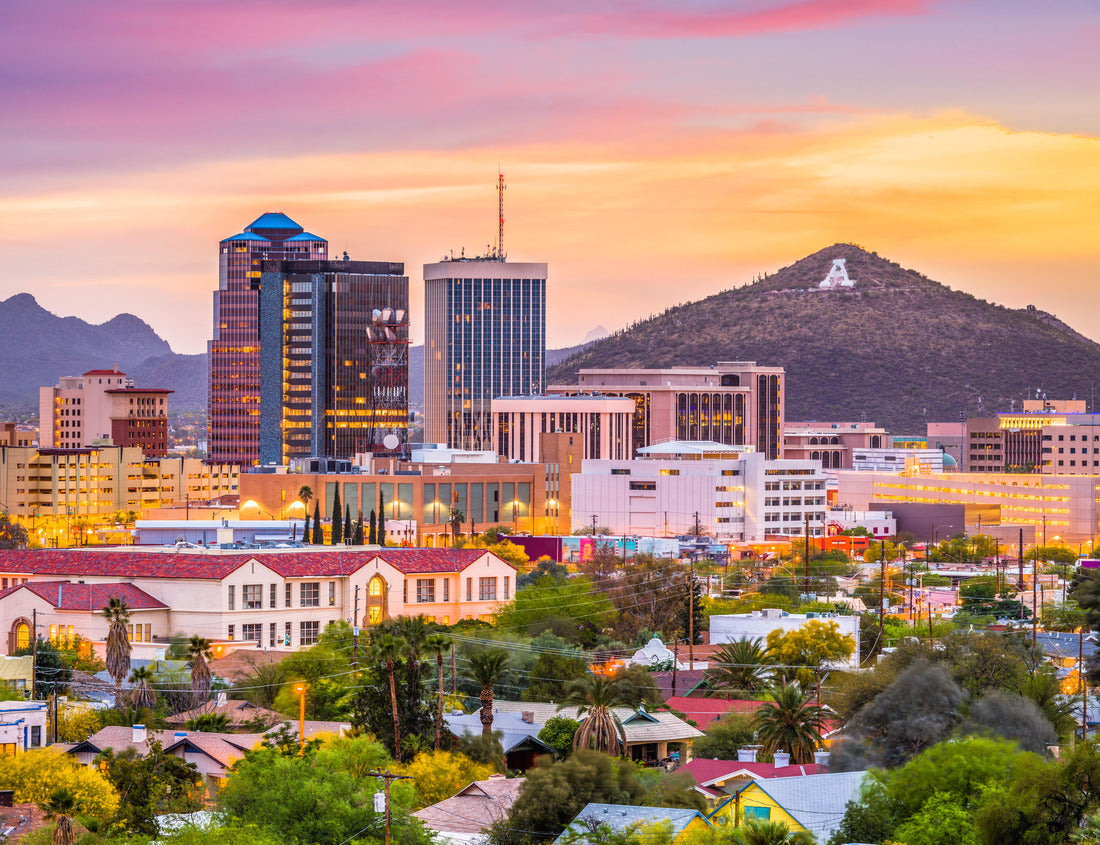 Tucson, Arizona, USA Downtown skyline with Sentinel Peak at dusk 1000pc Puzzle