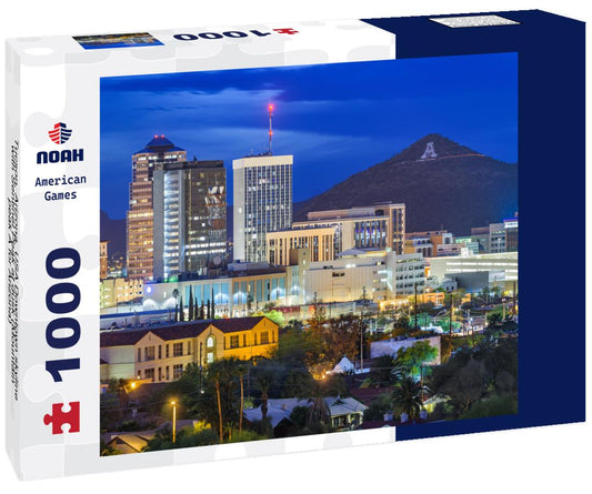 Noah Jigsaw Puzzle Tucson, Arizona, USA Downtown skyline with Sentinel Peak at dusk (Mountain peak "A" for "Arizona") 1000 Pieces