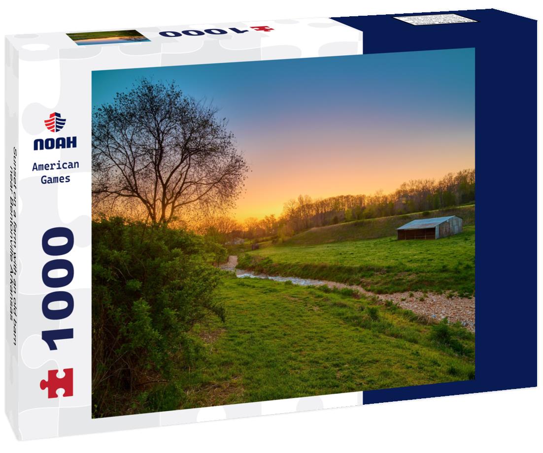 Sunset on a farm with an old barn near Bentonville Arkansas 1000pc Puzzle