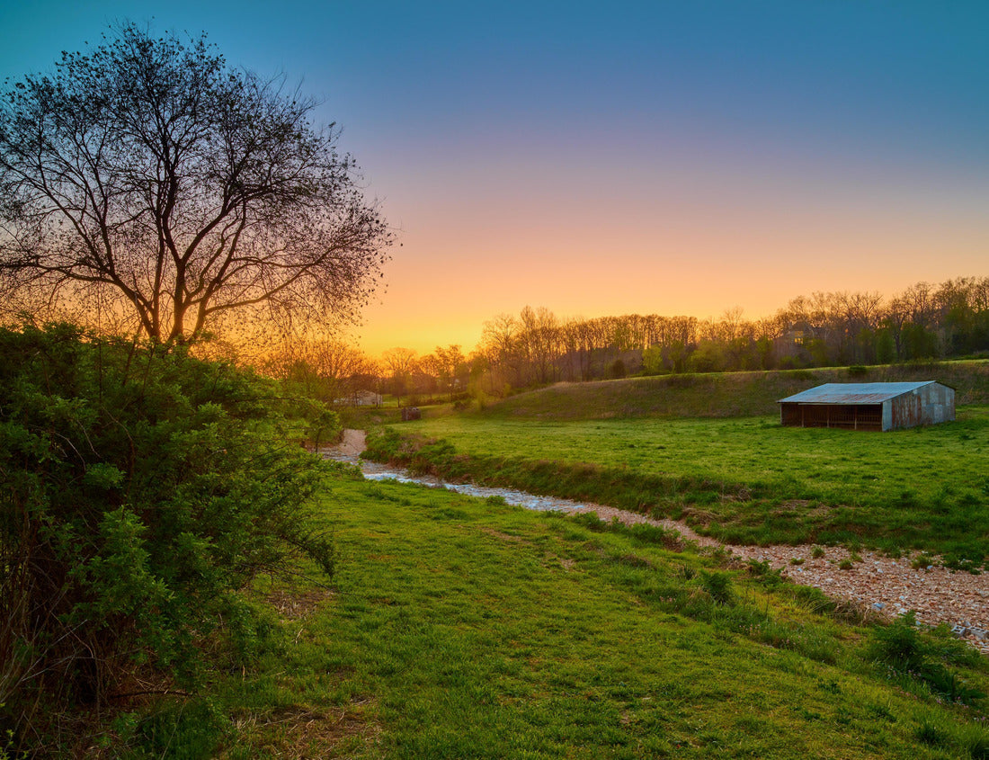 Sunset on a farm with an old barn near Bentonville Arkansas 1000pc Puzzle