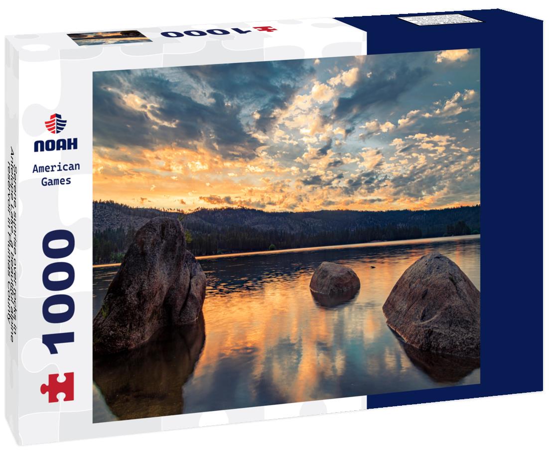 Noah Jigsaw Puzzle Serene sunrise over rocks in Antelope Lake, a beautiful alpine reservoir in Plumas County, Northern California, USA 1000 Pieces