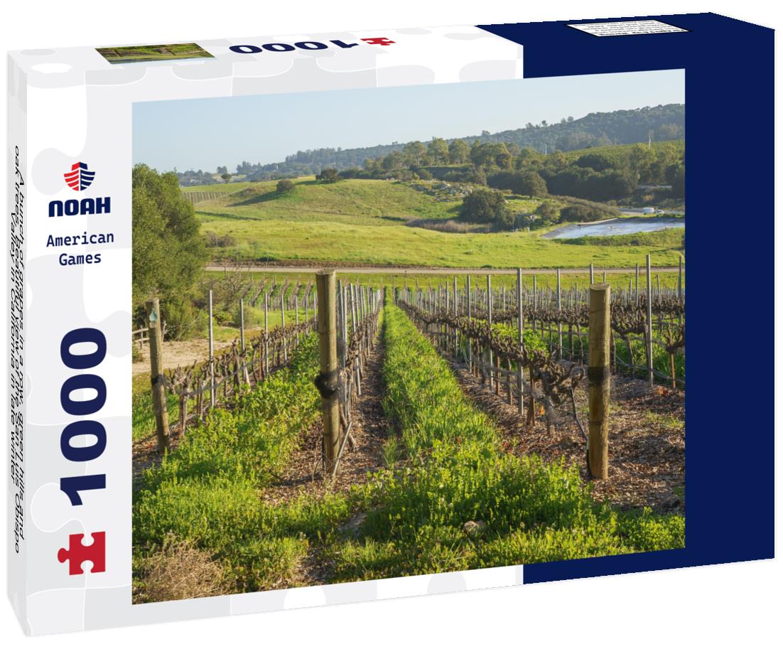 Noah Jigsaw Puzzle A bunch of grapes in a row, green hills and oak trees. Beautiful view of the San Luis Obispo Valley in California in late winter 1000 Pieces