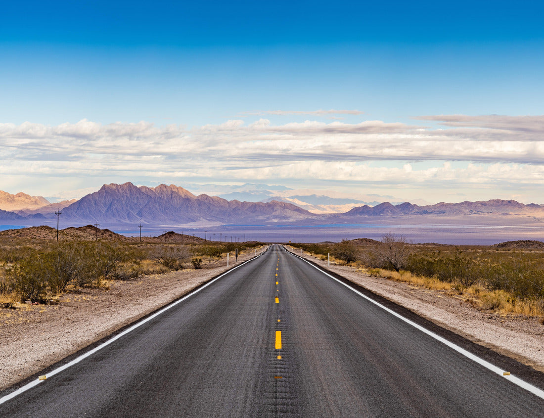 a lonely, seemingly endless road in the desert of Southern California 1000pc Puzzle