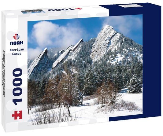 Noah Jigsaw Puzzle Boulder Colorado flatirons frosted with snow against a clear blue sky 1000 Pieces