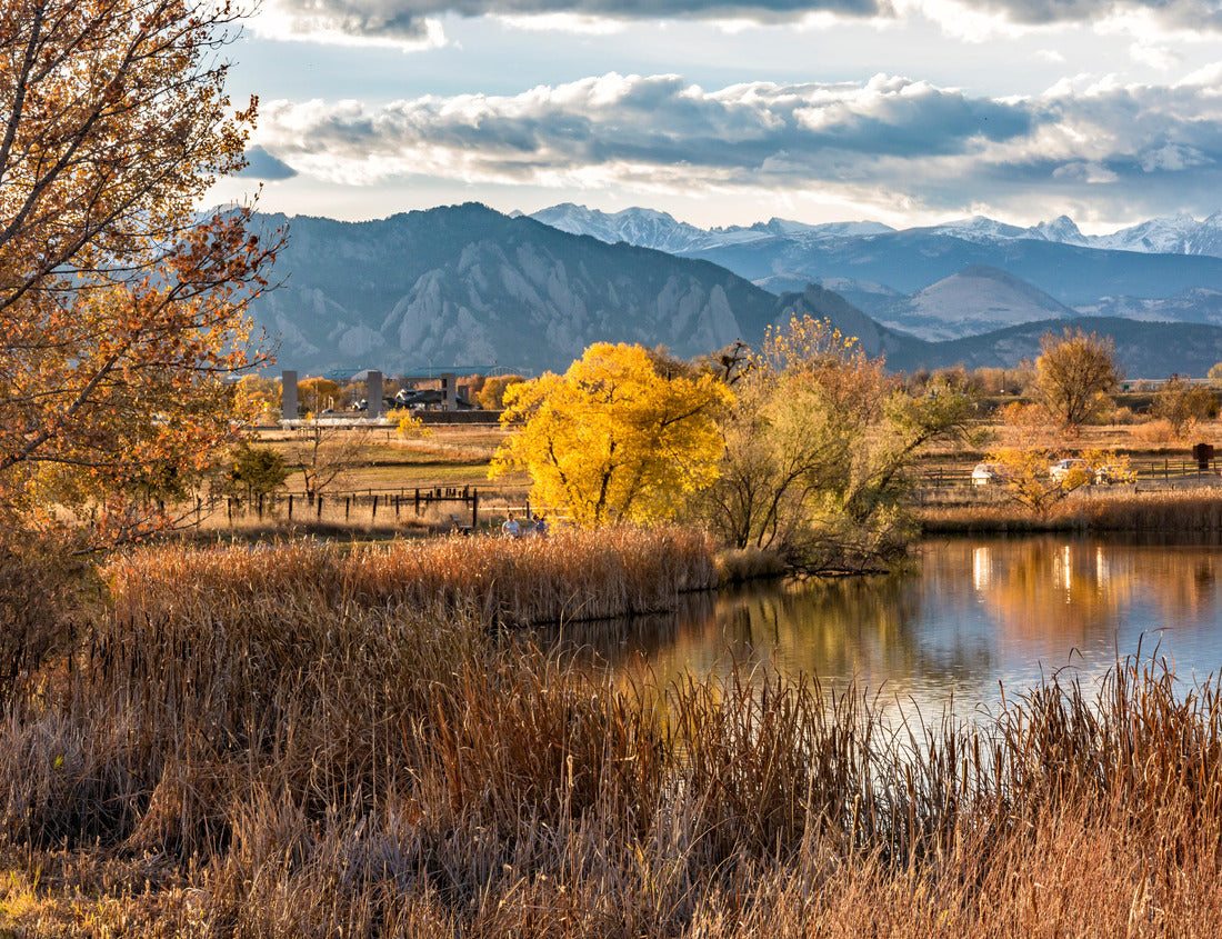 Noah Jigsaw Puzzle The Flatirons and Front Range of the Rocky Mountains Reflected in Stearns Lake in Autumn in Broomfield, Colorado 1000 Pieces