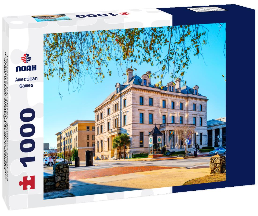 Noah Jigsaw Puzzle Pensacola City skyline, downtown street and architectural landmarks, the winter landscape of the historic buildings of the Escambia County Courthouse in Florida, USA 1000 Pieces