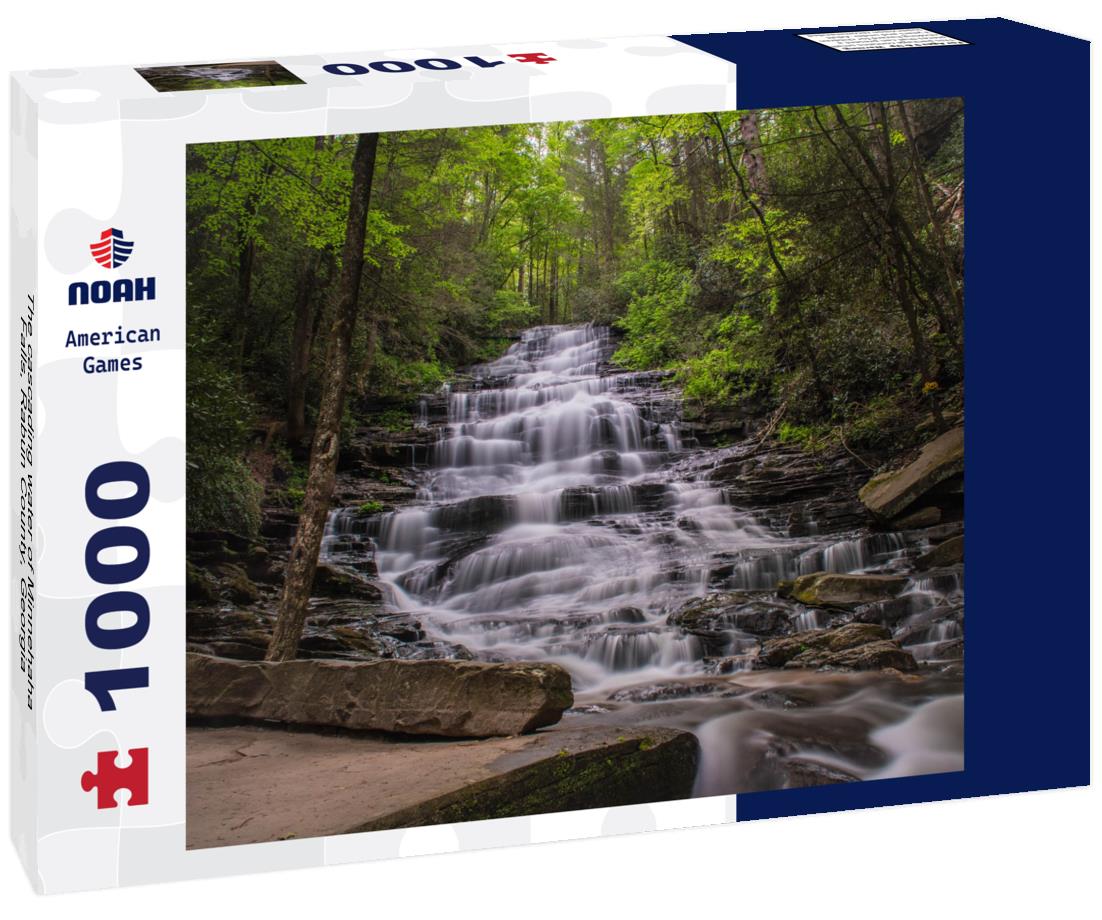 The cascading water of Minnehaha Falls, Rabun County, Georgia 1000pc Puzzle