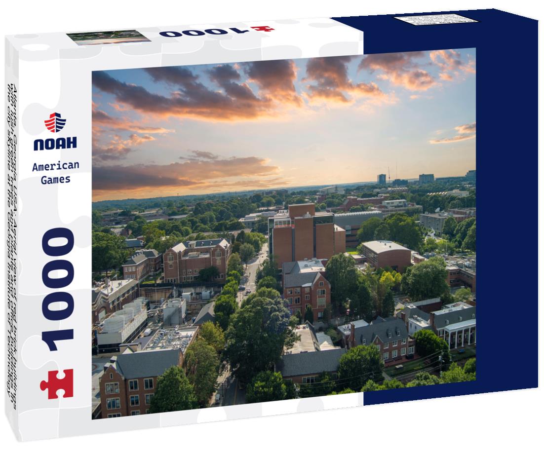 Noah Jigsaw Puzzle Atlanta, Georgia USA: Aerial view of red brick buildings with lush green trees and plants and office buildings in the city skyline at the Georgia Institute of Technology 1000 Pieces