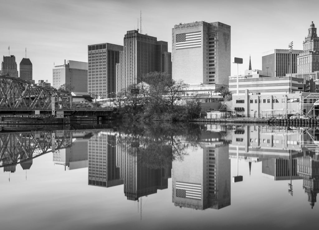 Newark, New Jersey, USA in black white