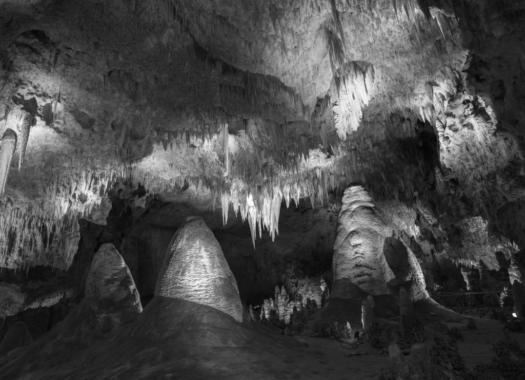 Carlsbad Caverns, New Mexico in black white