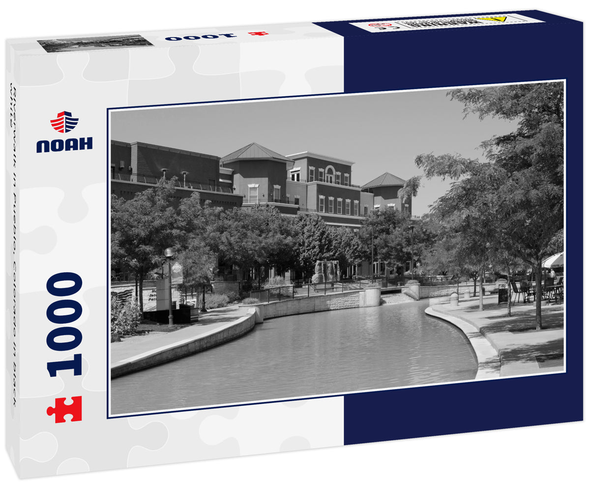 Riverwalk in Pueblo, Colorado in black white