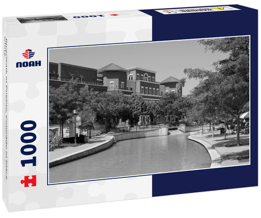 Riverwalk in Pueblo, Colorado in black white