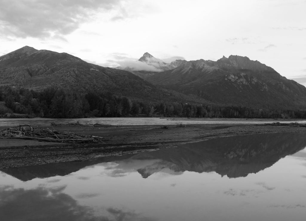 Lazy Mountain Matanuska-Susitna Borough Alaska United States Sunset in black white