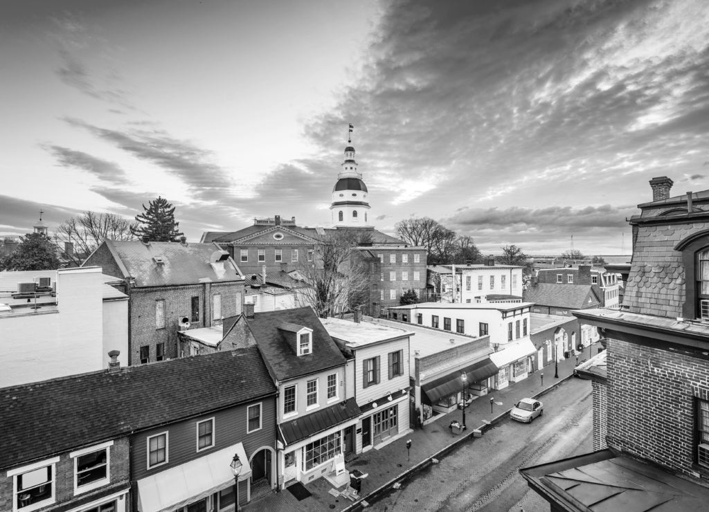 Annapolis, Maryland, USA in black white