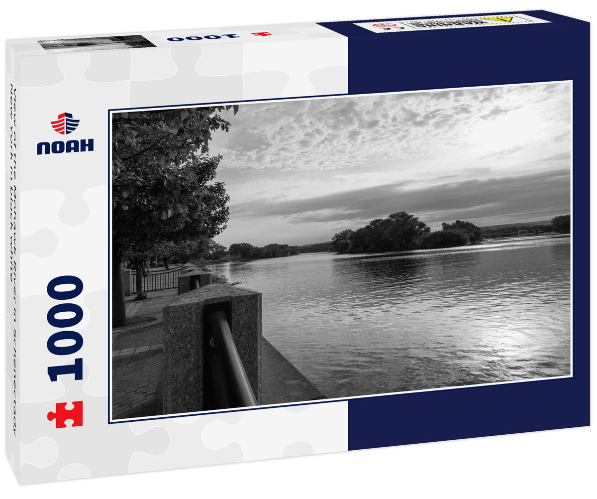 View of the Mohawk River in Schenectady New York in black white