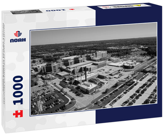 Aerial image of Christiana Hospital Newark DE USA in black white