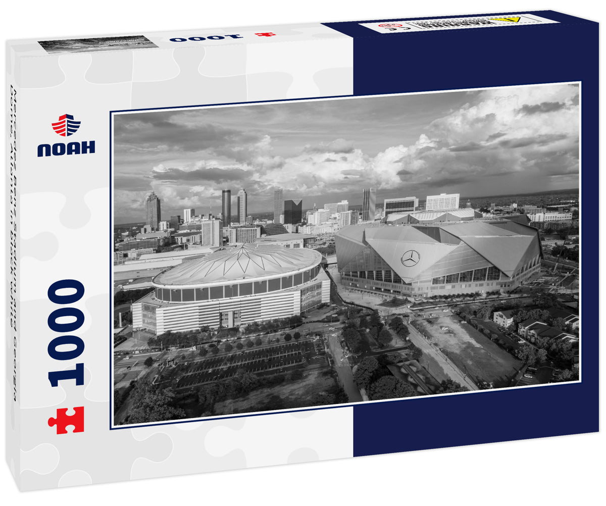 Mercedez Benz Stadium and Georgia Dome, Atlanta in black white