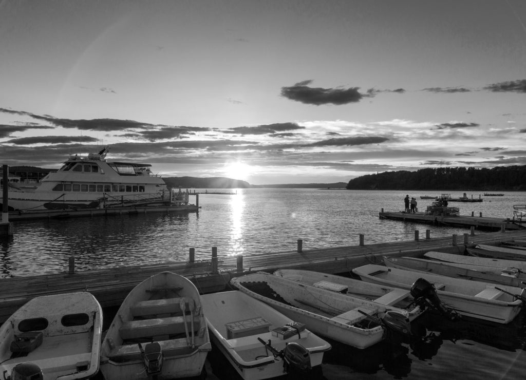 Bar Harbor, Maine in black white