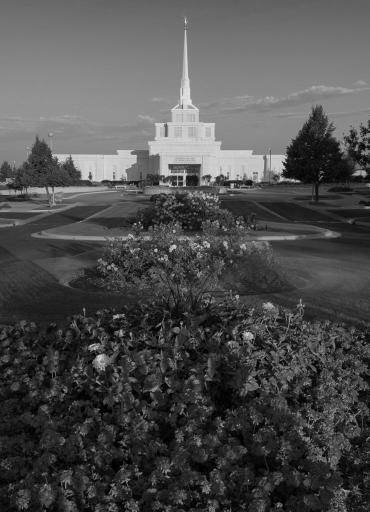 Billings Montana Temple in Billings, Montana in black white