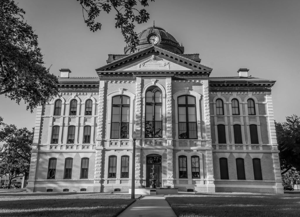 Columbus, Texas The courthouse in Columbus, Texas for Colorado County in black white