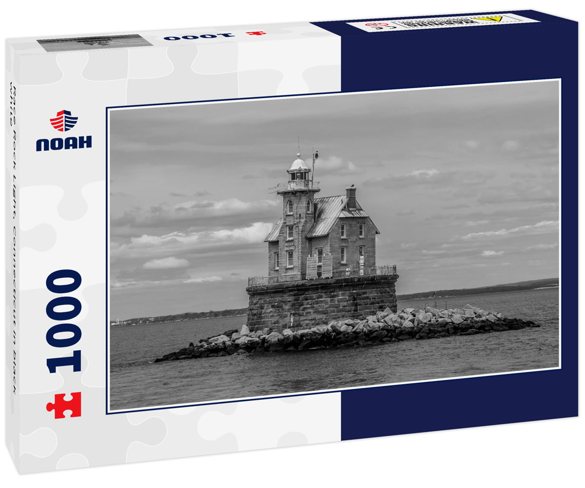 Race Rock Light, Connecticut in black white
