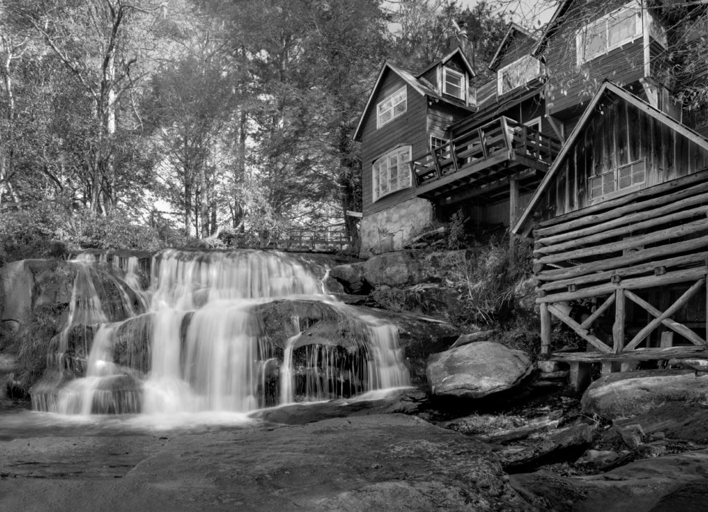 Mill Shoals Falls North Carolina in black white