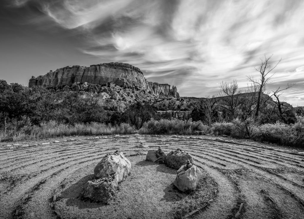 Kitchen Mesa, Abiquiu, New Mexico in black white