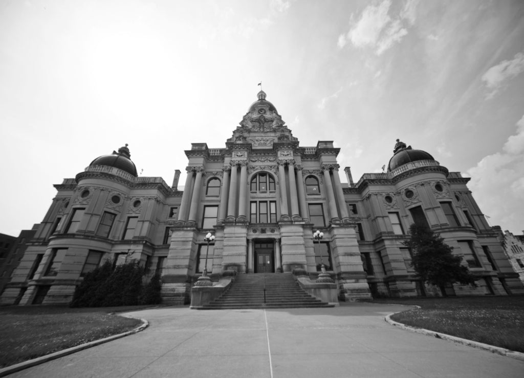 Courthouse Building Evansville Indiana in black white