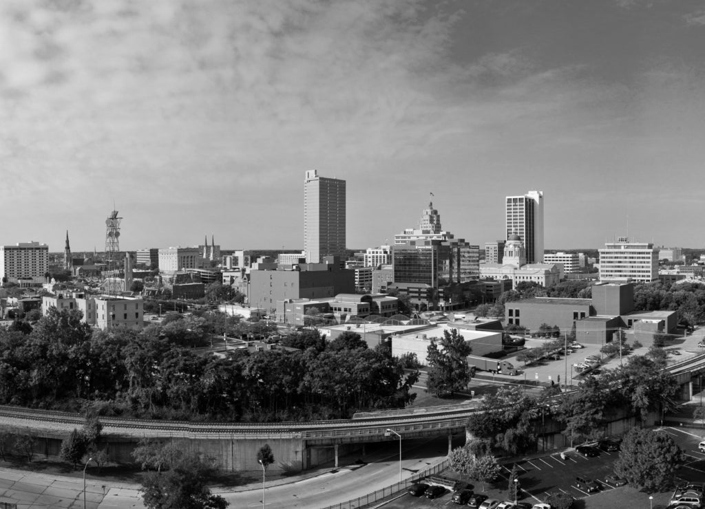 Fort Wayne Downtown Skyline Indiana in black white