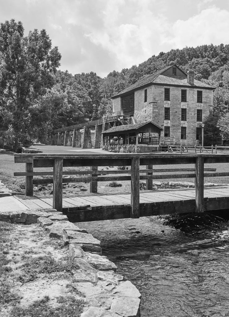 Old Mill in Indiana in black white