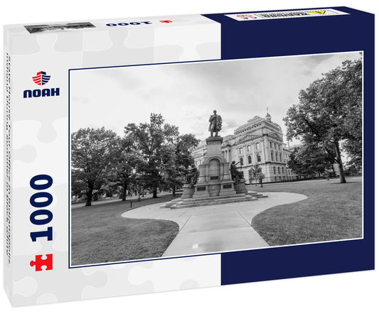 State House Tour Office in Indianapolis Indiana During Summer in black white