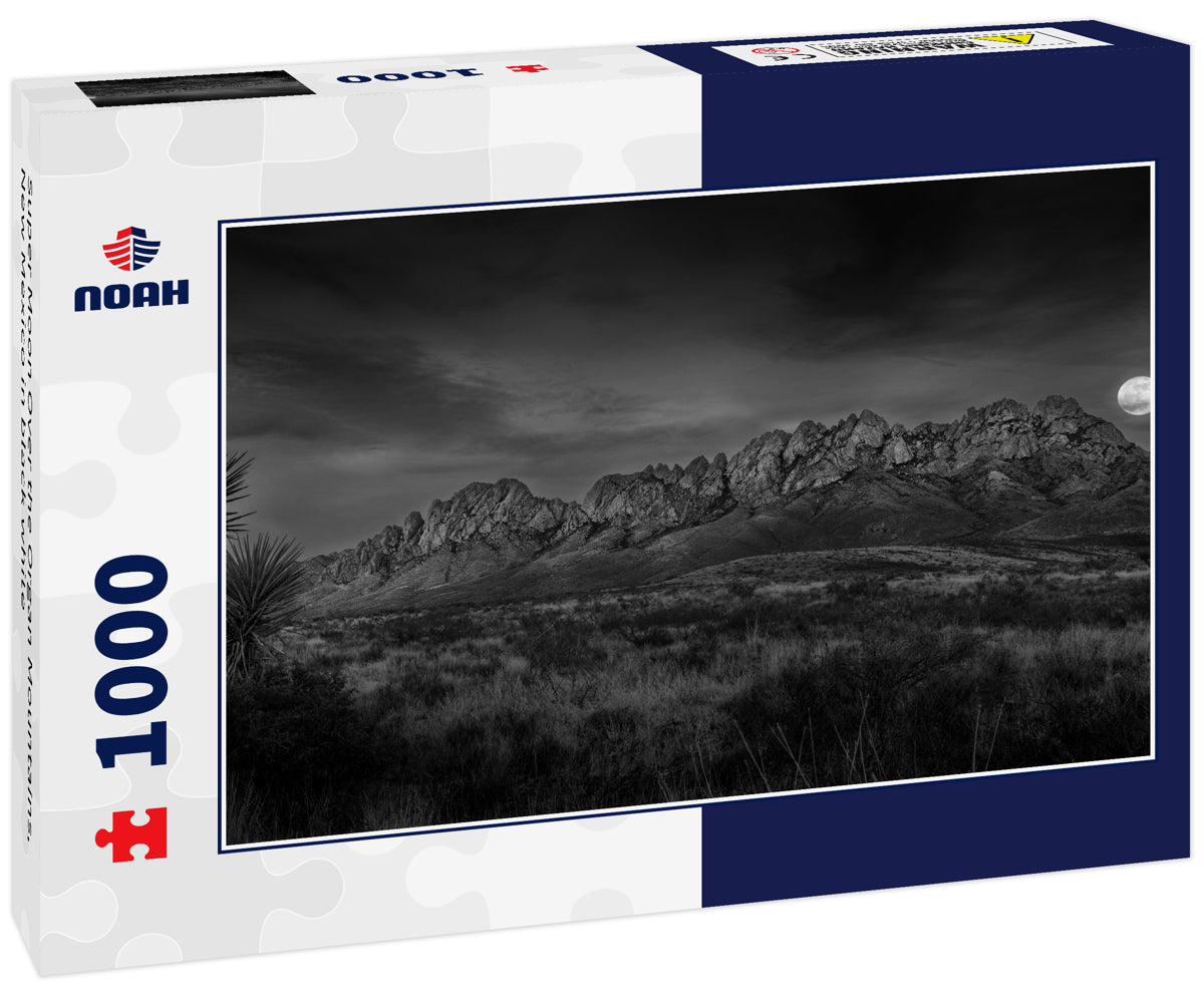 Super Moon Over the Organ Mountains, New Mexico in black white