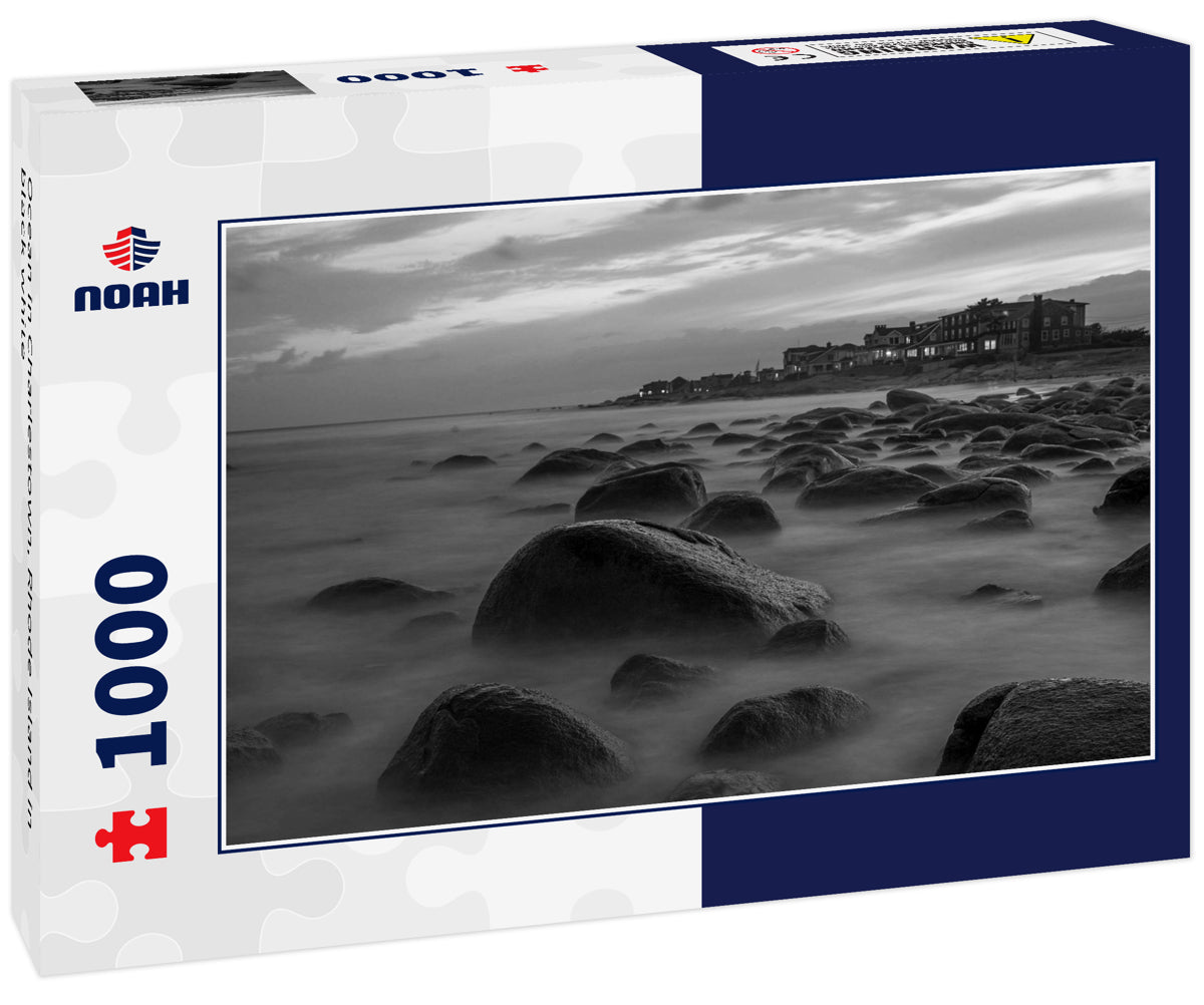 Ocean in Charlestown, Rhode Island in black white