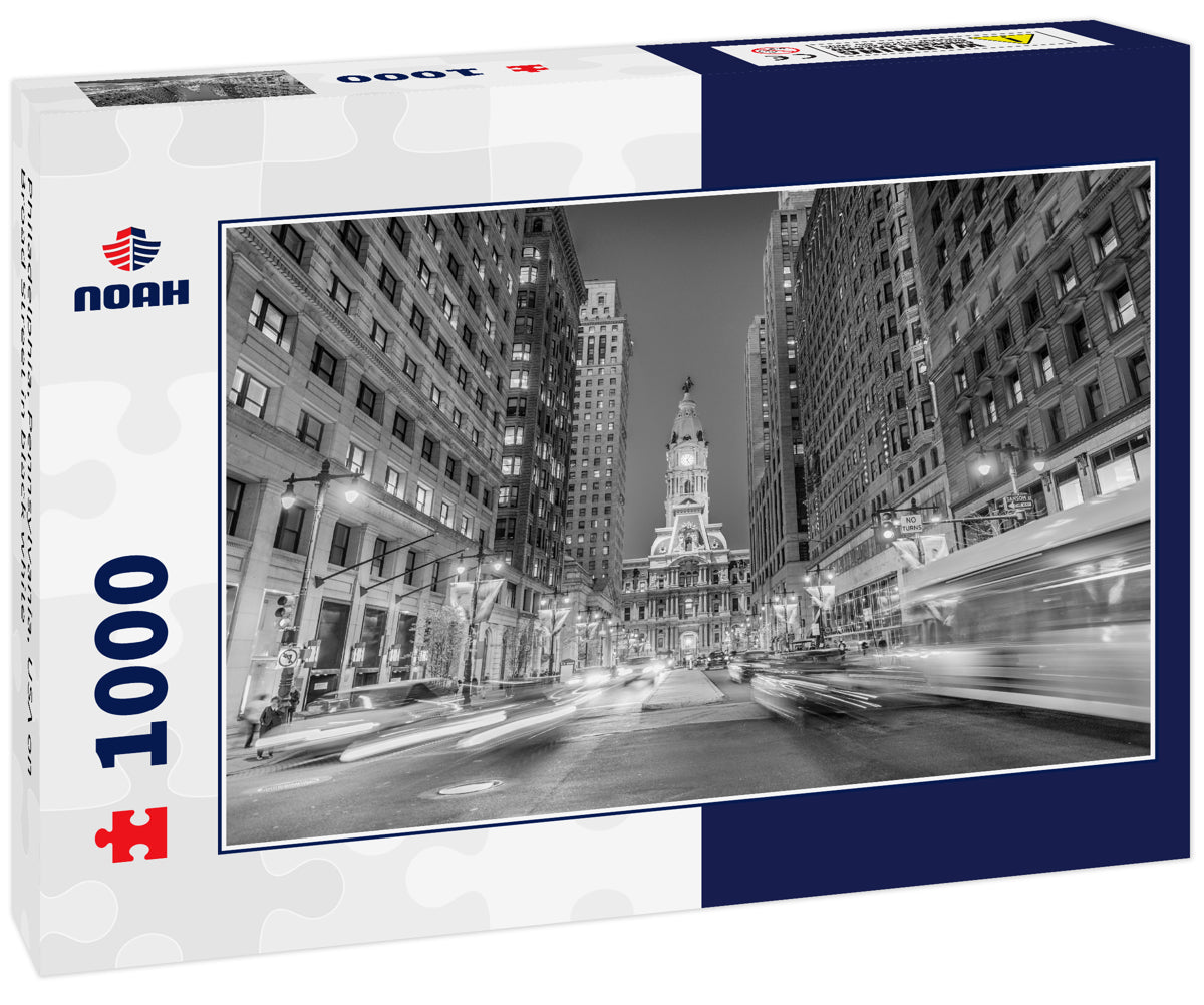 Philadelphia, Pennsylvania, USA on Broad Street in black white