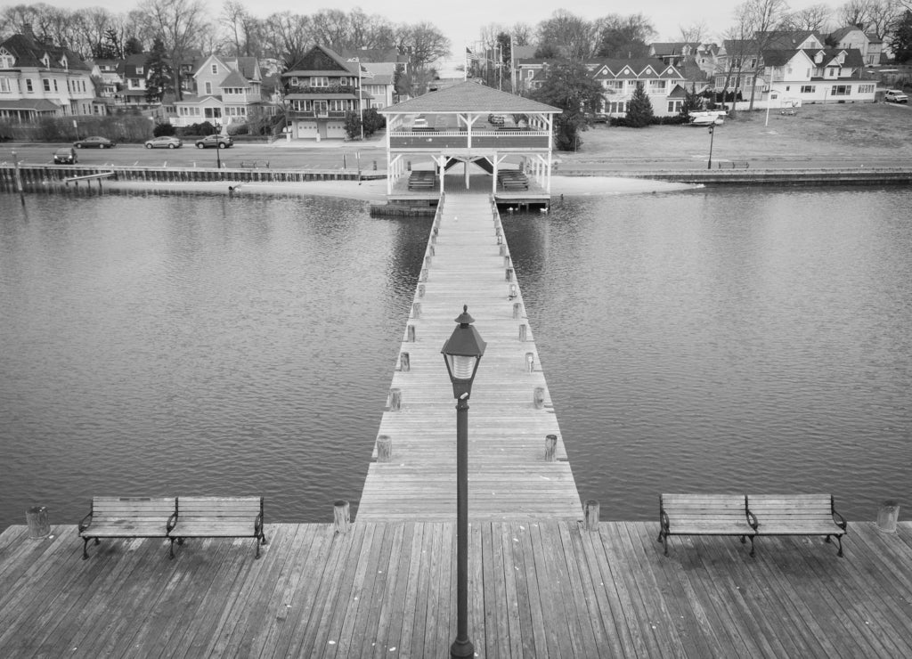 Aerial of Toms River New Jersey in black white