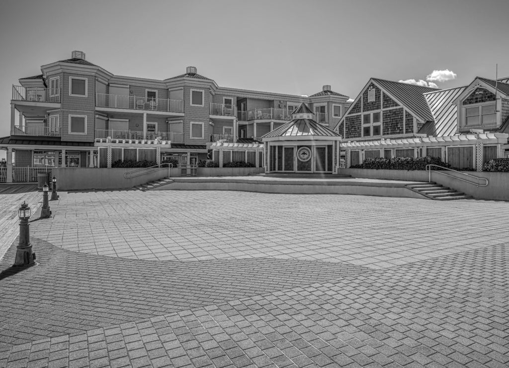 Bethany Beach Bandstand in black white