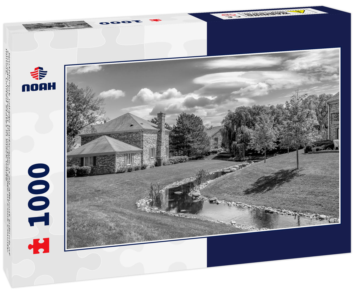 Northbrook village landscape, is an affluent suburb of Chicago, located at the northern edge of Cook County, Illinois, United States in black white