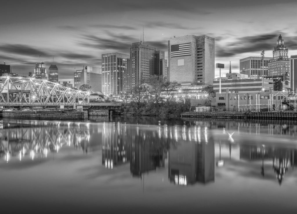 Newark, New Jersey, USA in black white
