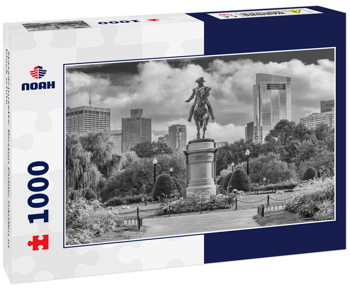 Massachusetts, Boston Public Garden in black white