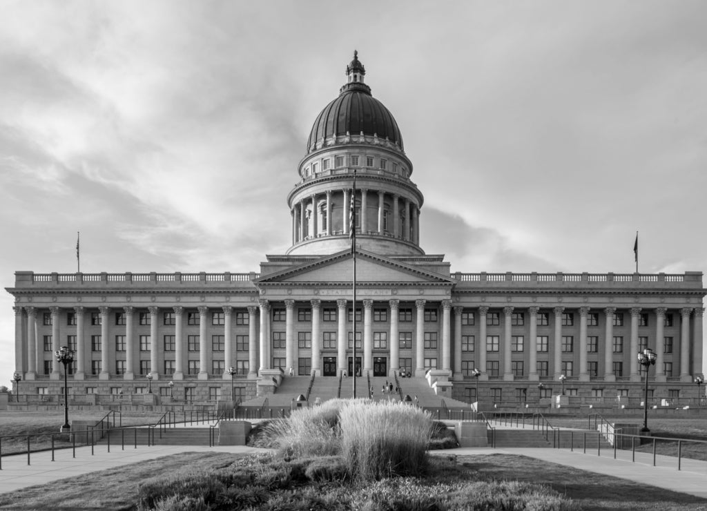 Capitol of Utah, USA in black white