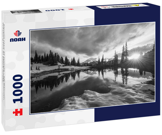 Tipsoo lake at sunset - Mt Rainier, Washington in black white