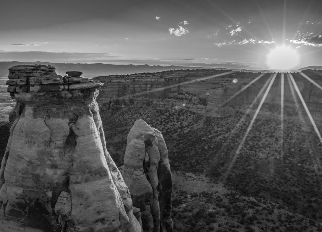 Beautiful Sunrise Hike at the Colorado National Monument in Grand Junction, Colorado in black white