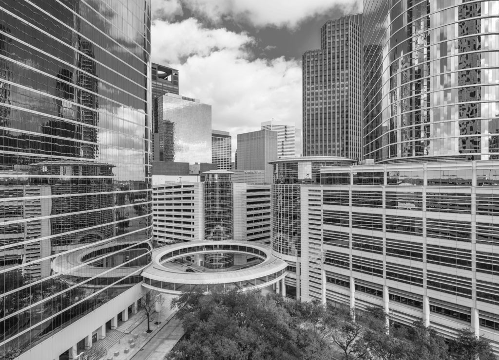 Houston, Texas, USA Cityscape in black white